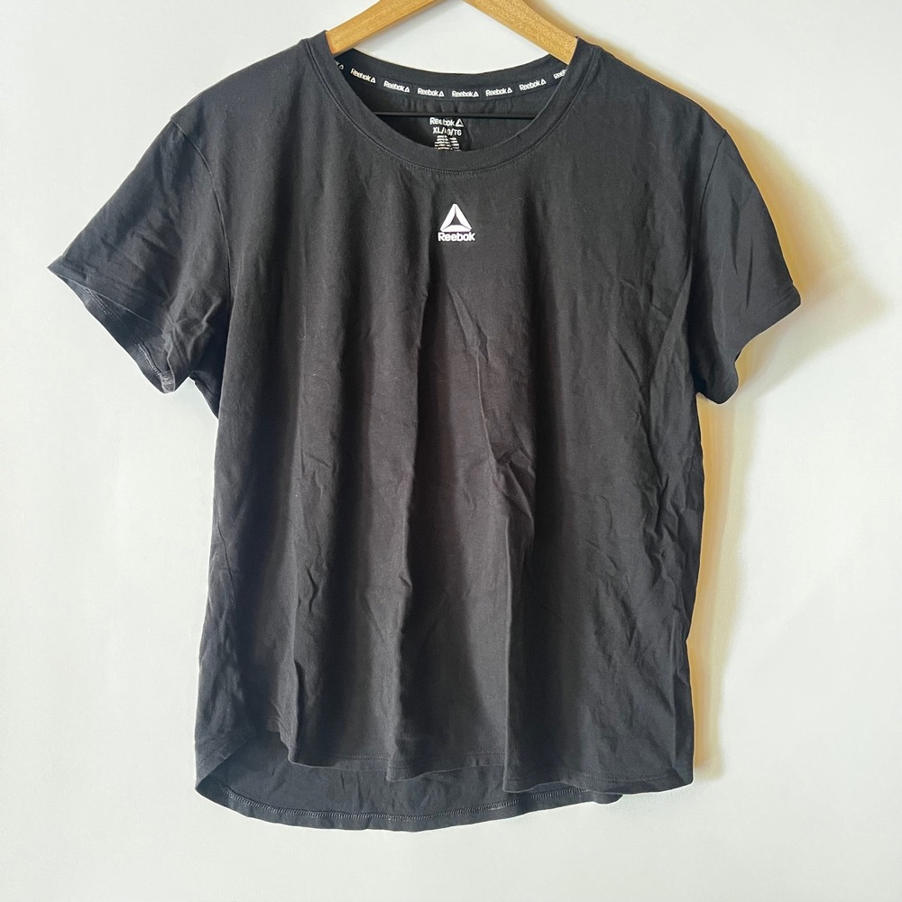 Reebok Black Short Sleeve Tee Shirt Crewneck Men's XL Graphic Athletic Everyday